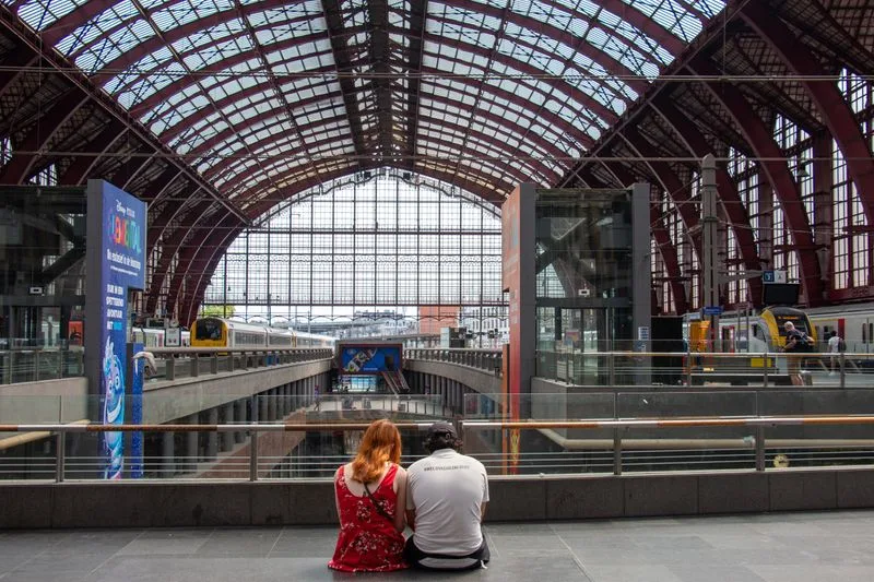 The vaulted concourse of Antwerp Central Station