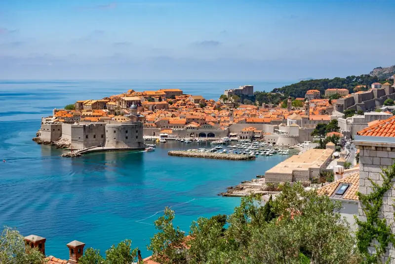 Dubrovnik old town and harbour on the Croatian Adriatic