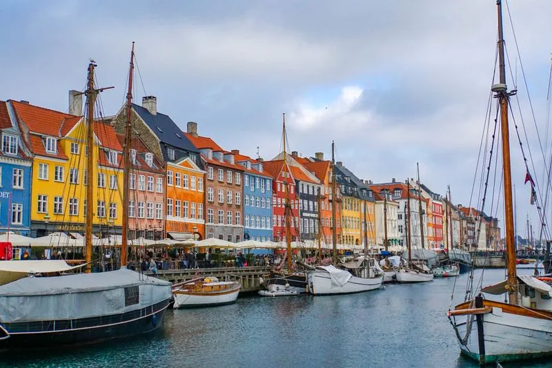 The coloured houses along the Nyhavn canal in Copenhagen