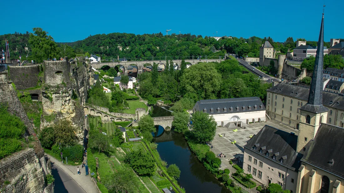 The Grund quarter in its gorge below the clifftop old town of Luxembourg City