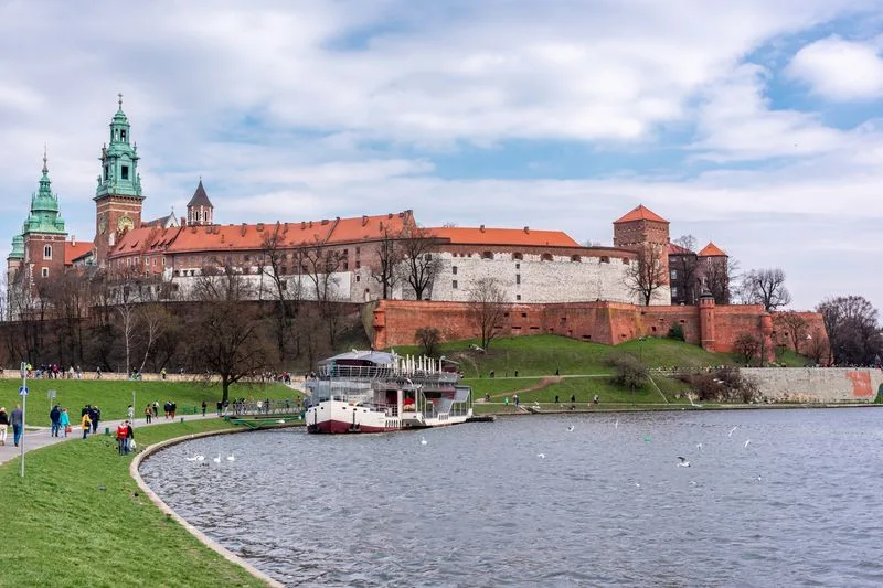 Wawel Castle and its bastions above the Vistula, Kraków