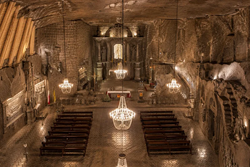 A carved chapel inside the Wieliczka Salt Mine