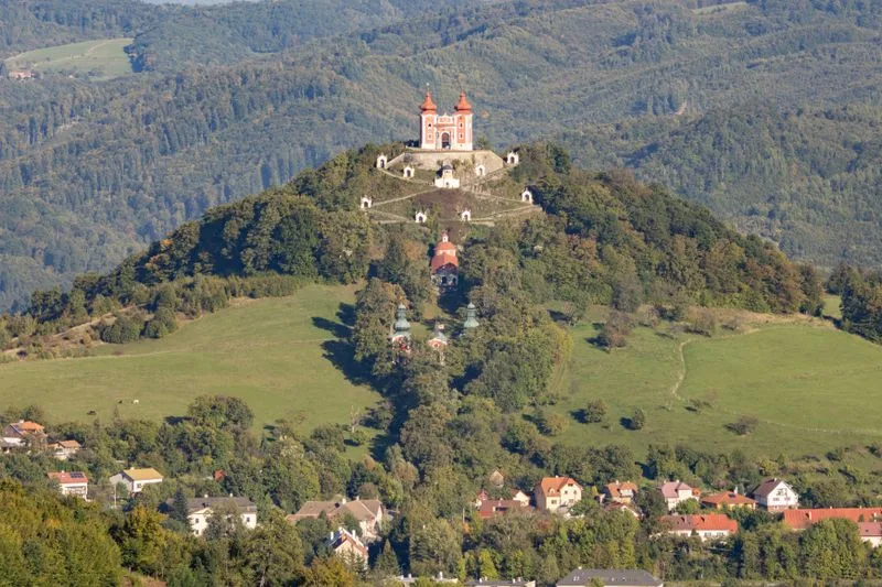 The calvary on its hill above the mining town of Banska Stiavnica