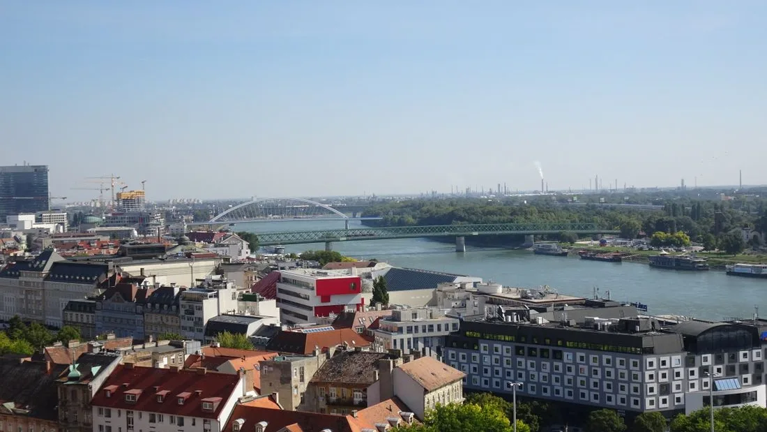 Bratislava and the Danube seen from above the old town