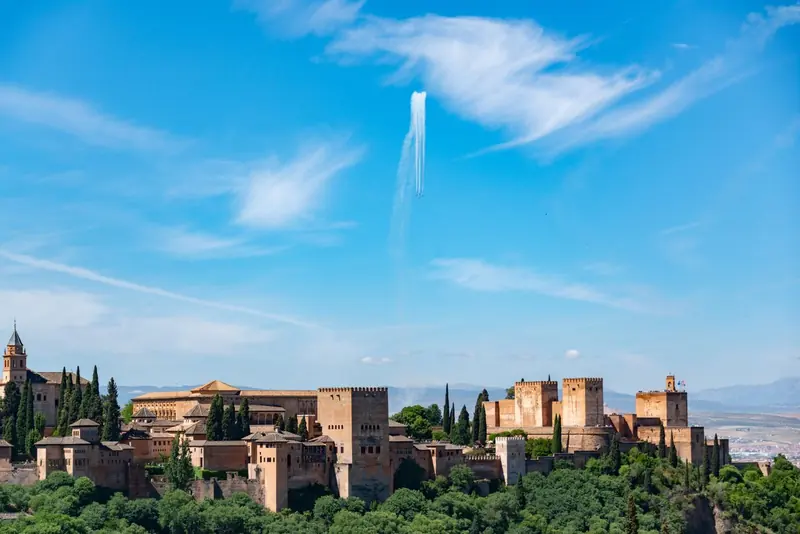 The Alhambra palace above Granada, Spain